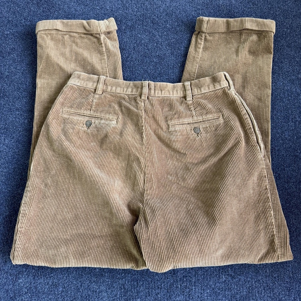 Jos. A. Bank Pants Mens 34x32 Beige Corduroy‎ Pleated Cuffed Dress Pants